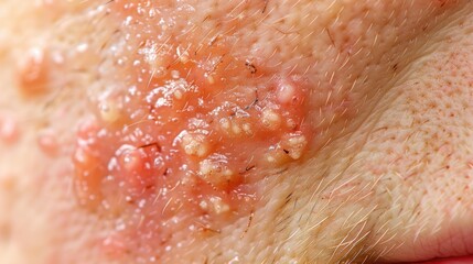 Fototapeta premium Psoriasis: A chronic skin condition that results in the rapid proliferation of skin cells, leading to thick, scaly patches that can be red and inflamed. 