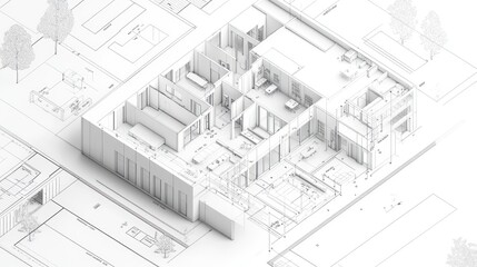 Architectural blueprint of a modern building layout.