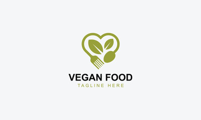 Vegan food  logo design vector template