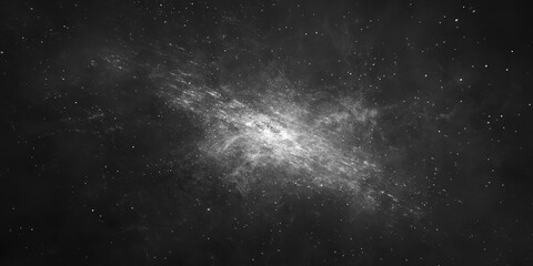 black and white grungy, blurry smoky sky with a silver star overlay..Dust Dirt Particles Salt Snow Powder Spray. Authentic Black Rough Grunge Distressed Overlay Texture Surface. particles in space	
