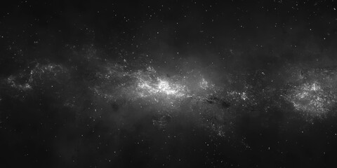 Naklejka premium black and white grungy, blurry smoky sky with a silver star overlay..Dust Dirt Particles Salt Snow Powder Spray. Authentic Black Rough Grunge Distressed Overlay Texture Surface. particles in space 