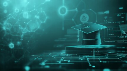 Online education services on a modern learning platform background with soft lighting to evoke growth and knowledge