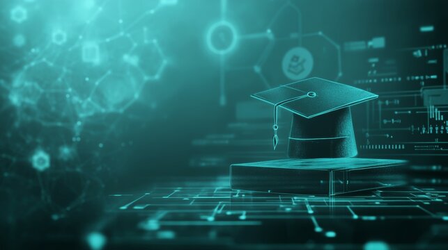 Online education services on a modern learning platform background with soft lighting to evoke growth and knowledge