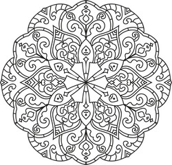 Outline Mandala Patterns for Adult coloring book or coloring pages Stress Relief Coloring Page