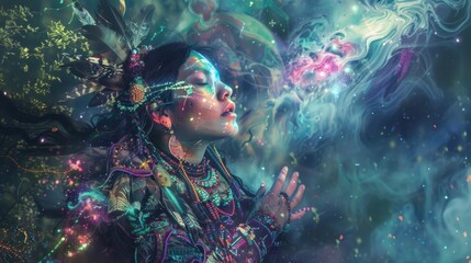 the mystical world of a beautiful female shaman as she begins a secret ritual full of spiritual magic.