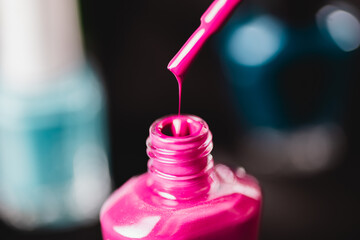Hot pink nail polish drip