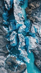 Fototapeta premium Majestic Aerial View of Blue Glacier Ice Formations 