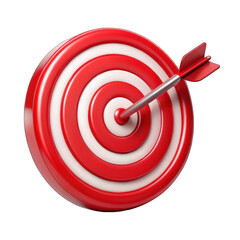 Red Target icon with arrow on center isolated on transparent background