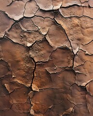 A close-up of cracked, dry earth showcasing natural textures and patterns.