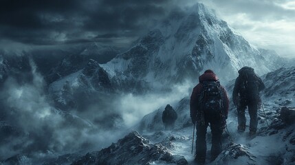 Climbers Scale Icy Terrain on Everest Adventure
