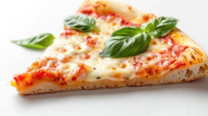 Delicious Pizza Slice with Basil