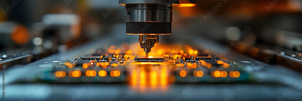 Aufkleber close-up view of a high-precision metalworking machine in an advanced industrial workshop,showcasing
