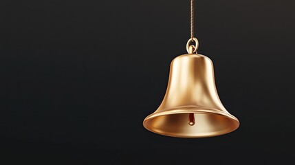 Obraz premium Shiny Golden Bell Hanging Against Dark Background