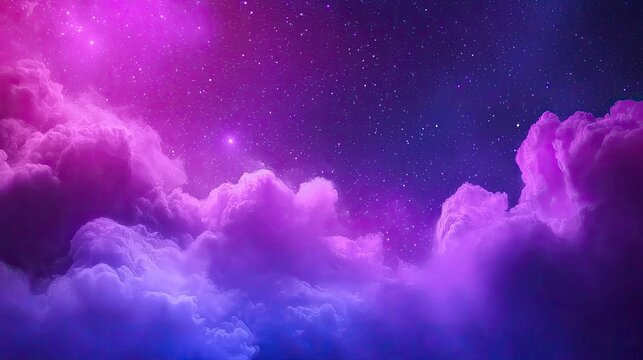 Dreamy Cosmic Clouds Under a Starry Sky