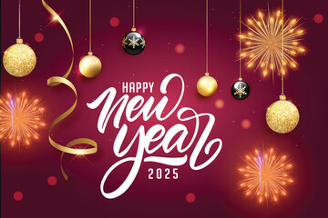 09 Realistic Molecules Background, Happy New Year elegant social media post design or banner template