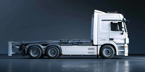 European Style White Cargo Truck Isolated from Front Right Corner Angle View