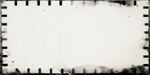 Obraz premium A blank white film strip with grunge texture on the edges on white background. vintage grunge film , dirty gritty analog vignette border, scratched and streaked negative strip 