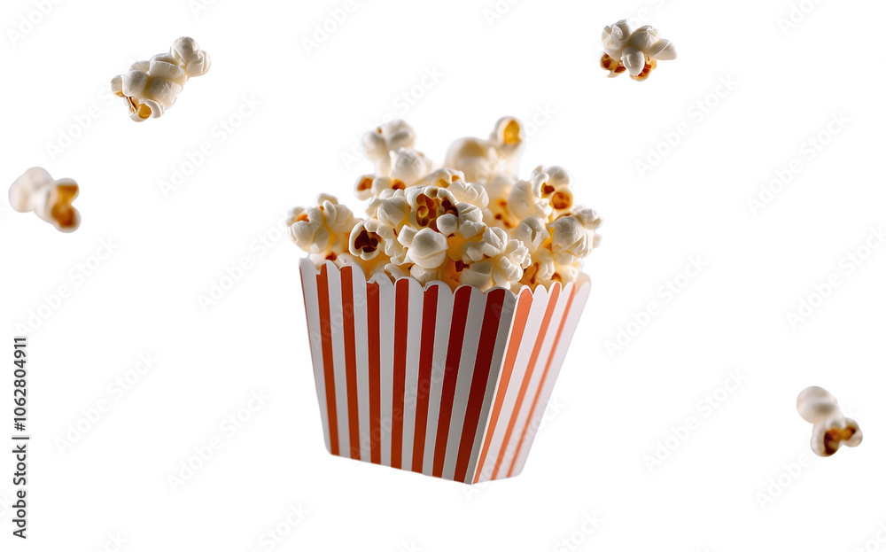Fototapete 3d rendering of golden-brown popcorn kernels and puffed corn, isolated on transparent background in 