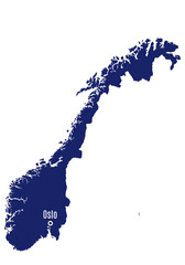 Obraz premium silhouette map of norway with country capitals