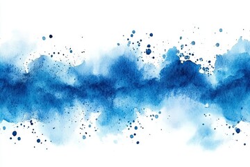 Fototapeta premium Isolated blue watercolor artwork on a white backdrop.