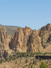 The mountains are covered in trees and rocks, creating a beautiful