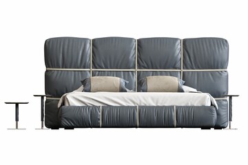 double bed isolated on white background, furniture for the bedroom interior, 3D illustration, cg render
