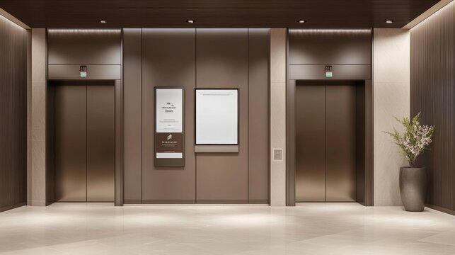 Innovative ad poster screen incorporated into elevator design.