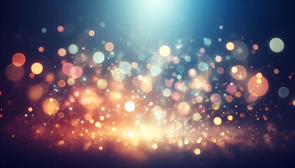 Abstract blurred bokeh lights in warm tones with a soft gradient background. Perfect for festive, holiday, or celebration themes, creating a magical, dreamy ambiance.