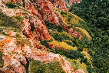 Red rocky slopes Rapa Rosie is a protected geological and floristic reservation area near Sebes alba in Romania