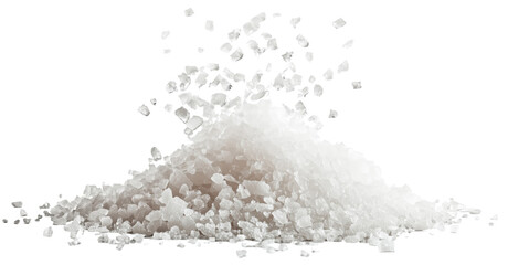 Fototapeta premium Delicate Fleur de Sel Sea Salt Crystals Isolated with Transparent Background for Food Photography