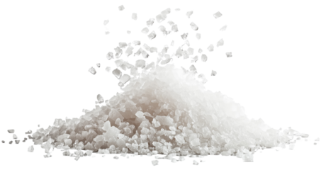 Delicate Fleur de Sel Sea Salt Crystals Isolated with Transparent Background for Food Photography