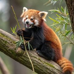 Naklejka premium cute red panda