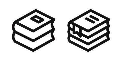 Book icons set. Knowledge and library, study, literature or science. Vector illustration.