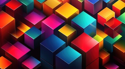A colorful abstract background of 3D cubes with a vibrant color scheme.