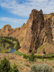 A mountain range with a river running through it