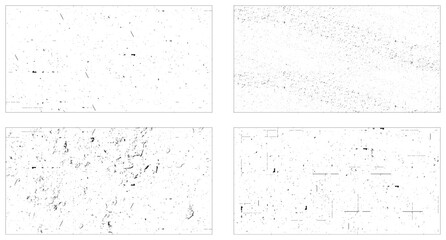 Retro grunge banners set with stains scratches spots in grungy style isolated illustration