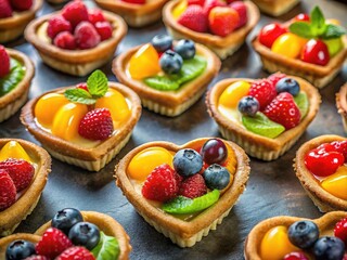 Celebrate love with heart-shaped fruit tarts, blending vibrant flavors and artistic design for a delightful culinary experience thatâ€™s sure to impress and inspire affection.