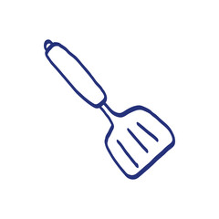 Spatula. Kitchenware sketch. Doodle line vector kitchen utensil and tool. Cutlery illustration