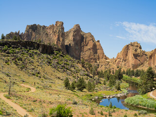 A mountain range with a river running through it