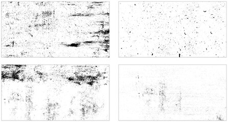 Seamless black and white texture halftone grunge scratches monochrome background vector. Set of grunge textures.