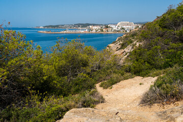 Parque del Garraf park featuring a cave-filled area of limestone hills covered in native vegetation Located by Barcelona, Spain, Catalonia