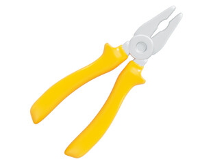 3d yellow pliers icon. Service, repair, icon concept. Stock vector illustration on isolated background.