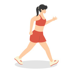 Young People Jogging Illustration. Healthy Lifestyle. Isolated on White Background. Vector Character Design.