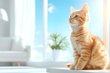 Cozy Maine Coon Cat on a Bright Windowsill