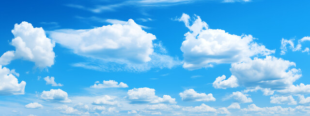 Blue Sky background with tiny Clouds. Panorama background