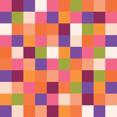Colorful abstract geometric seamless pattern. Vector background with multicolored  squared blocks. Bright and joyful checkered surface design