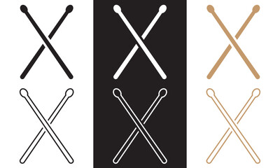Wooden drumsticks isolated on white and black background. Vector illustration. EPS 10