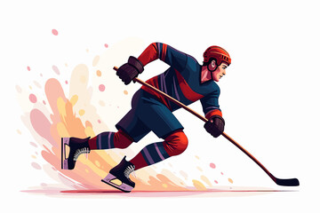 Obraz premium Dynamic Hockey Player Skating Quickly During an Intense Game Action Scene