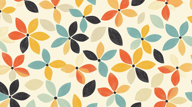 A colorful floral pattern with a lot of dots