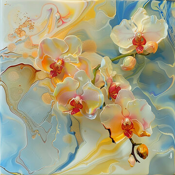Chien Xen Pearl orchid flowers, fracted art 